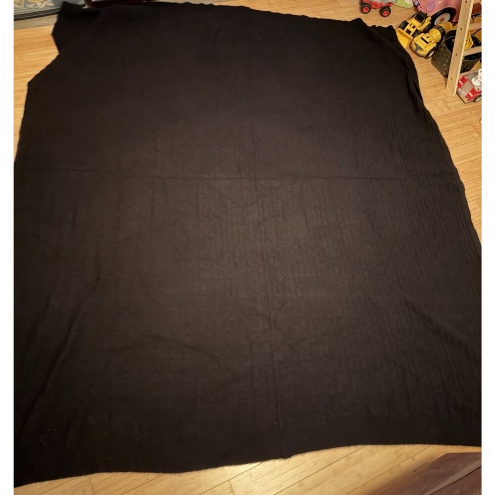 Ralph Lauren Home Black Cashmere Throw Blanket 85x78 Full Queen with Case